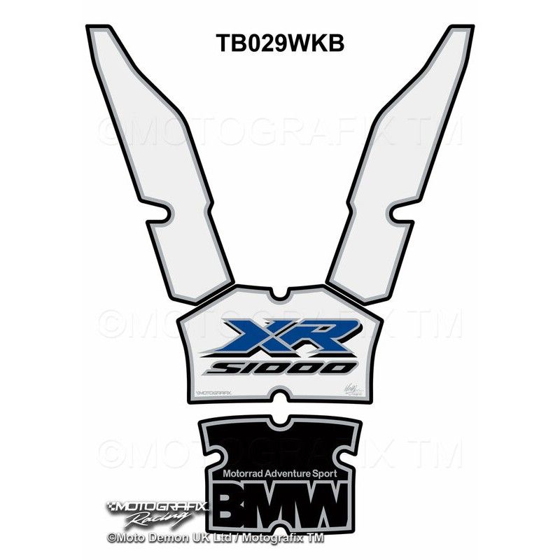 Protector de depósito Motografix BMW S1000XR blanco negro azul - motoscamaralweb.com