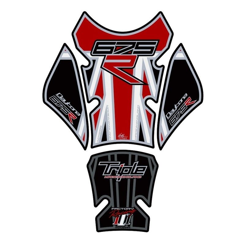 Protector de depósito Motografix Triumph 675 negro/rojo - motoscamaralweb.com