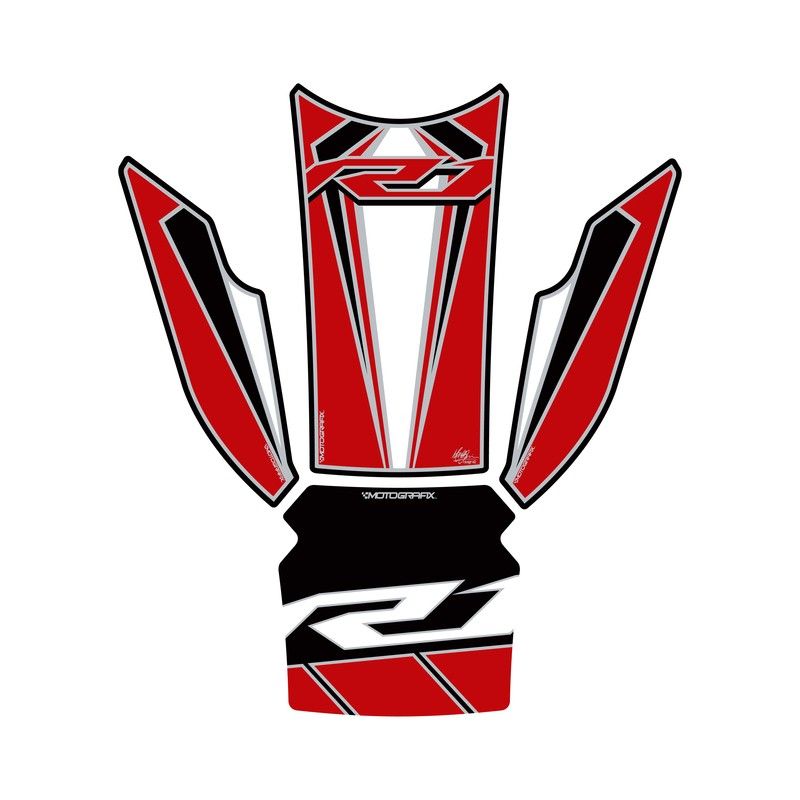 Protector de depósito Motografix YAMAHA YZF-R1 4 piezas blanco/Rojo - motoscamaralweb.com