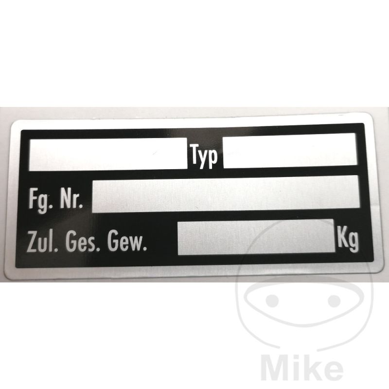 Placa de Identificación Alemana Autoadhesiva | Motos Camaral