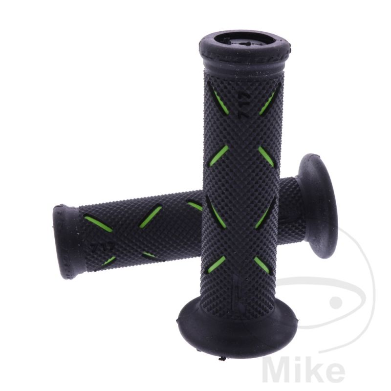 Puños 717 Negro/Verde 22/25mm Cerrados | Motos Camaral
