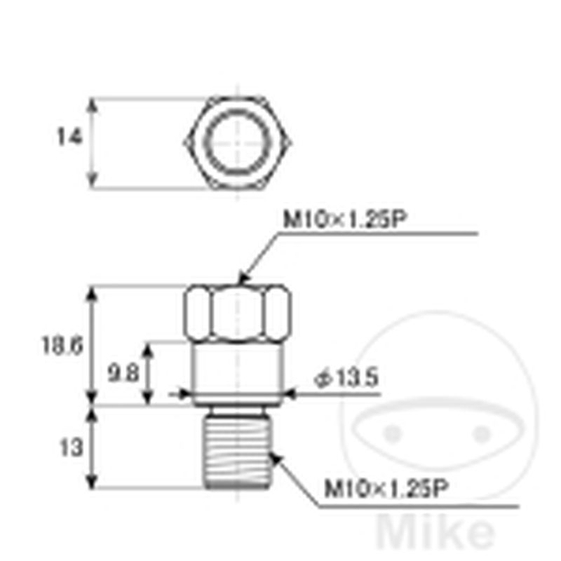 Adaptador Retrovisor M10 Der. a Izq. | JMP | Motos Camaral