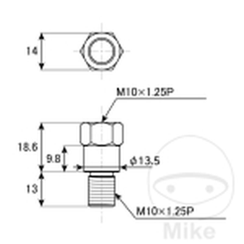 Adaptador Retrovisor M10 Izquierda a Derecha | JMP | Motos Camaral