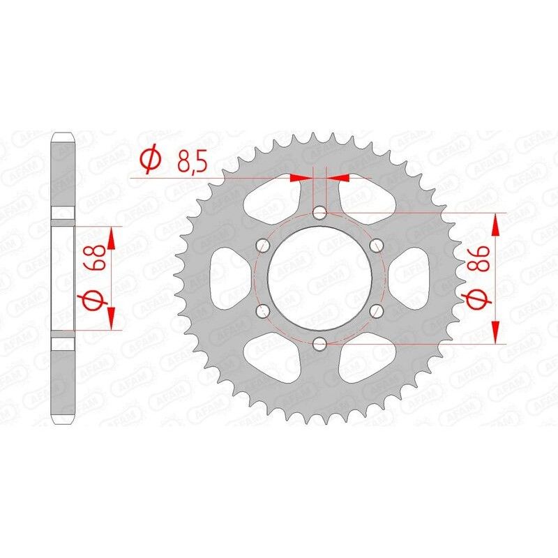 Corona AFAM acero estándar 16201 - Paso 428 - motoscamaralweb.com