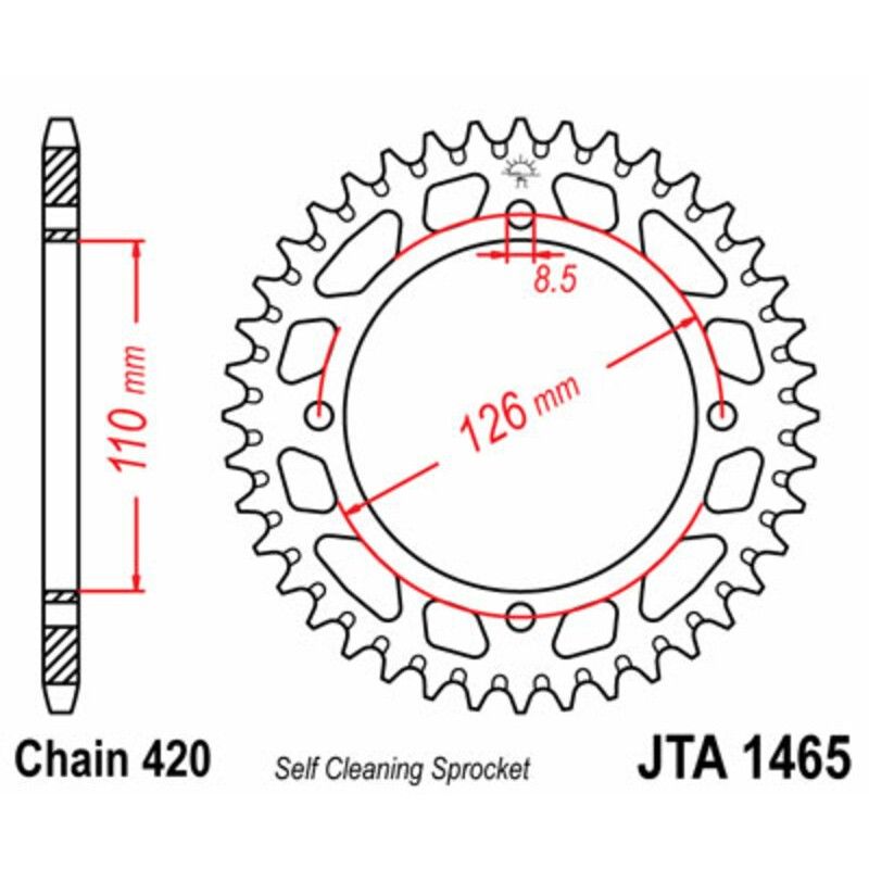 Corona JT 1465 de aluminio con 47 dientes - motoscamaralweb.com