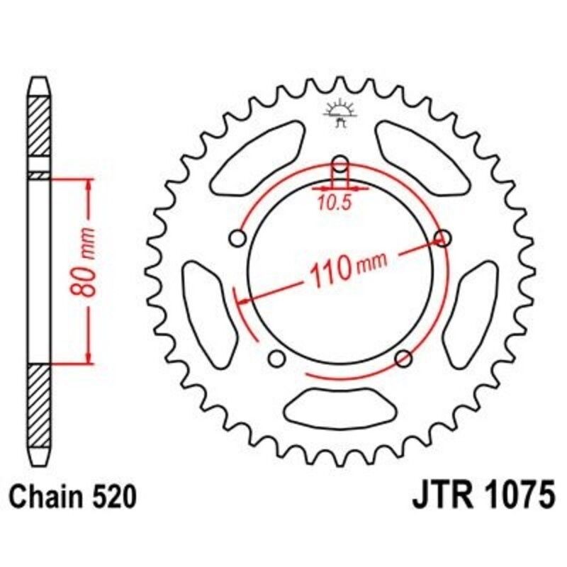 Corona JT 1075 de acero con 39 dientes - motoscamaralweb.com