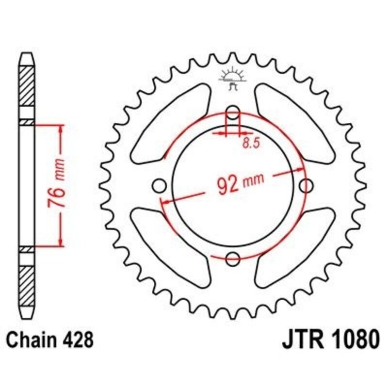 Corona JT 1080 de acero con 39 dientes - motoscamaralweb.com