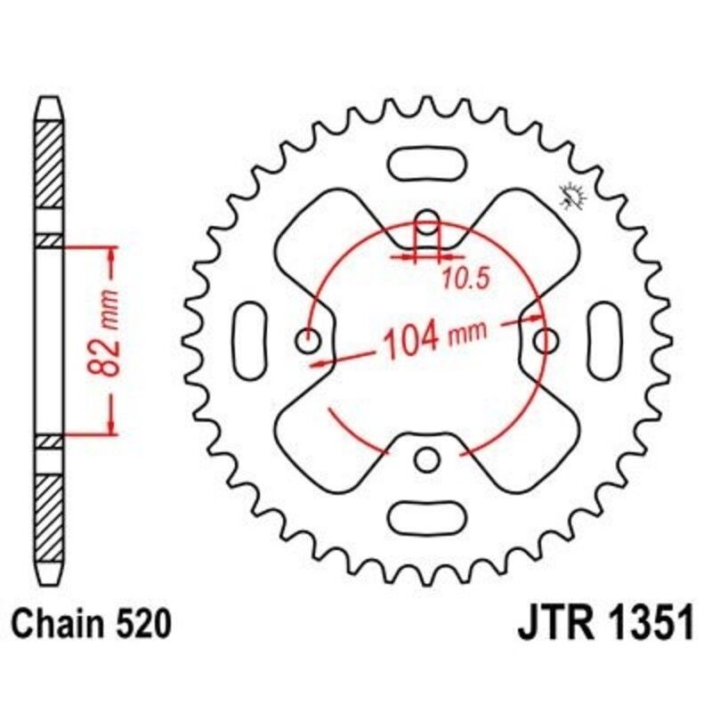Corona JT 1351 de acero con 40 dientes - motoscamaralweb.com