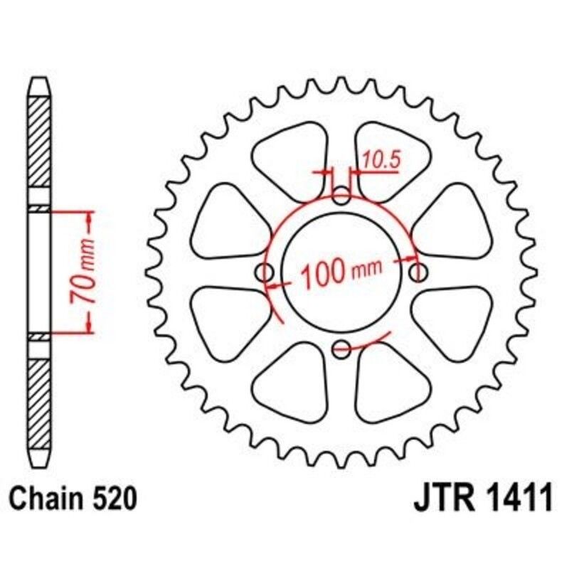 Corona JT 1411 de acero con 50 dientes - motoscamaralweb.com
