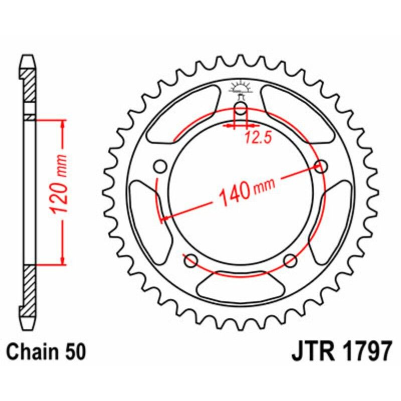 Corona JT SPROCKETS acero estándar 1797 - Paso 530 - motoscamaralweb.com