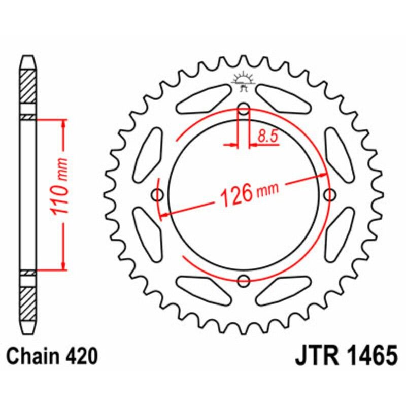 Corona JT 1465 de acero con 47 dientes - motoscamaralweb.com
