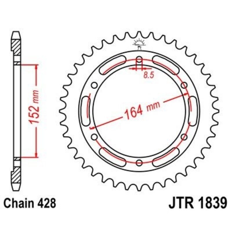 Corona JT 1839 de acero con 55 dientes - motoscamaralweb.com