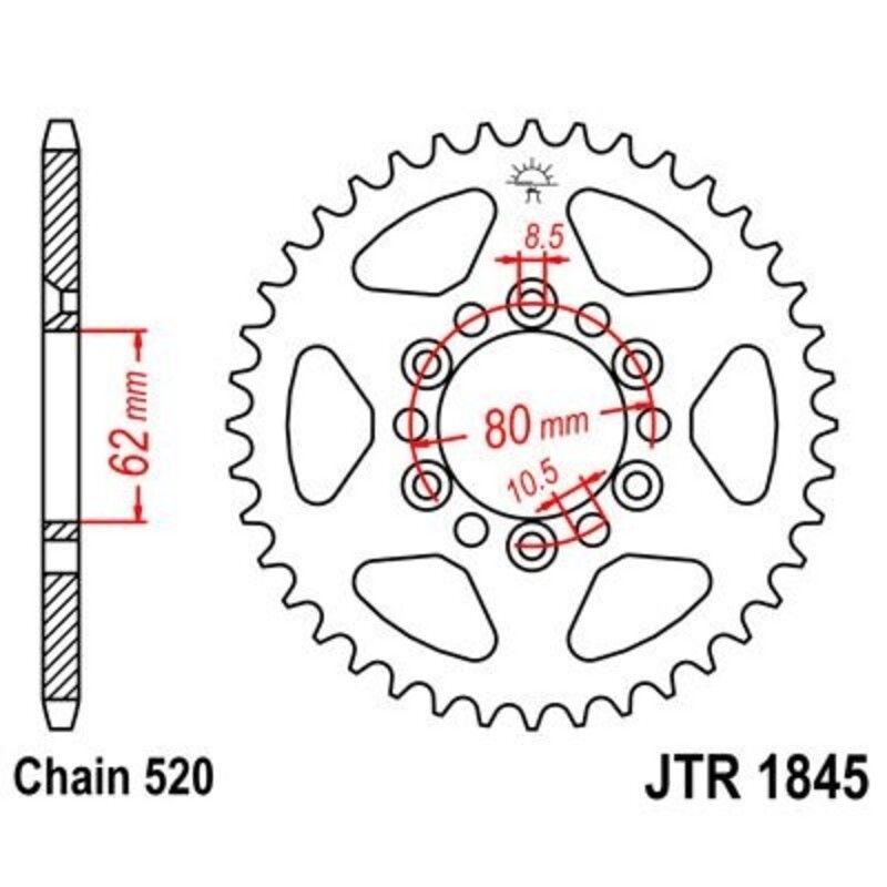 Corona JT 1845 de acero con 37 dientes - motoscamaralweb.com