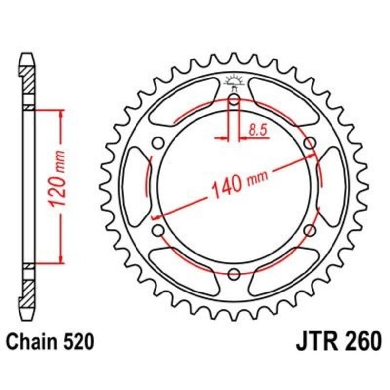 Corona JT 260 de acero con 40 dientes - motoscamaralweb.com