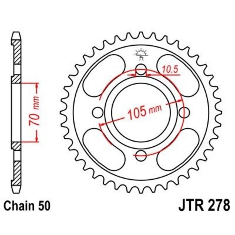 Corona JT 278 de acero con 37 dientes - motoscamaralweb.com