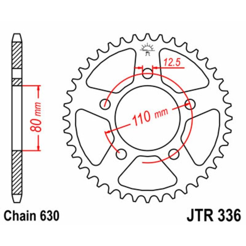 Corona JT 336 de acero con 35 dientes - motoscamaralweb.com