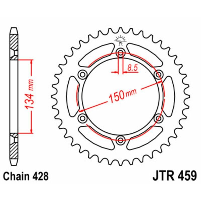 Corona JT SPROCKETS acero estándar 459 - Paso 428 - motoscamaralweb.com