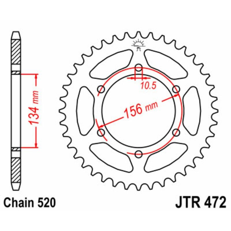 Corona JT SPROCKETS acero estándar 472 - Paso 520 - motoscamaralweb.com