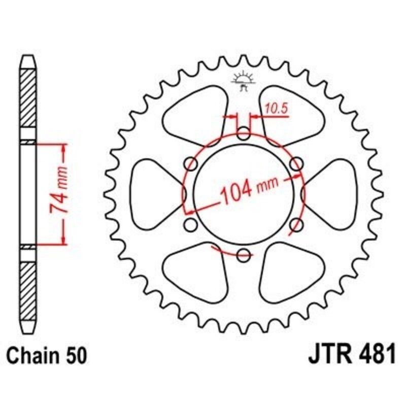 Corona JT 481 de acero con 45 dientes - motoscamaralweb.com