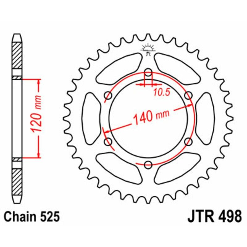 Corona JT 498 de acero con 40 dientes - motoscamaralweb.com