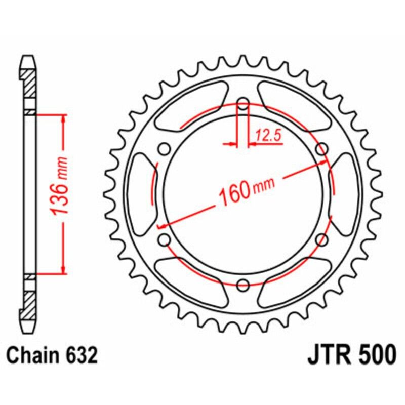 Corona JT SPROCKETS acero estándar 500 - Paso 630 - motoscamaralweb.com