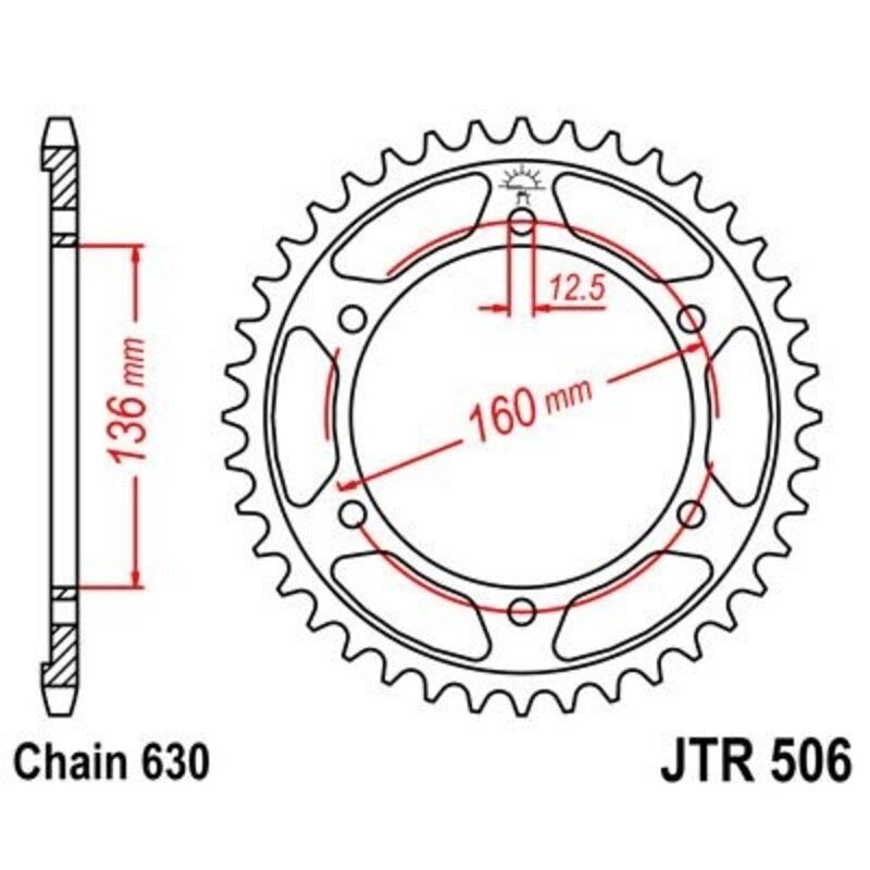 Corona JT 506 de acero con 40 dientes - motoscamaralweb.com