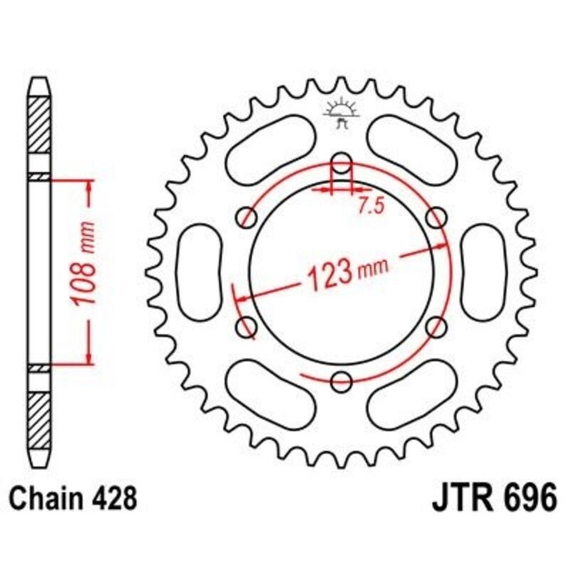 Corona JT 696 de acero con 43 dientes - motoscamaralweb.com