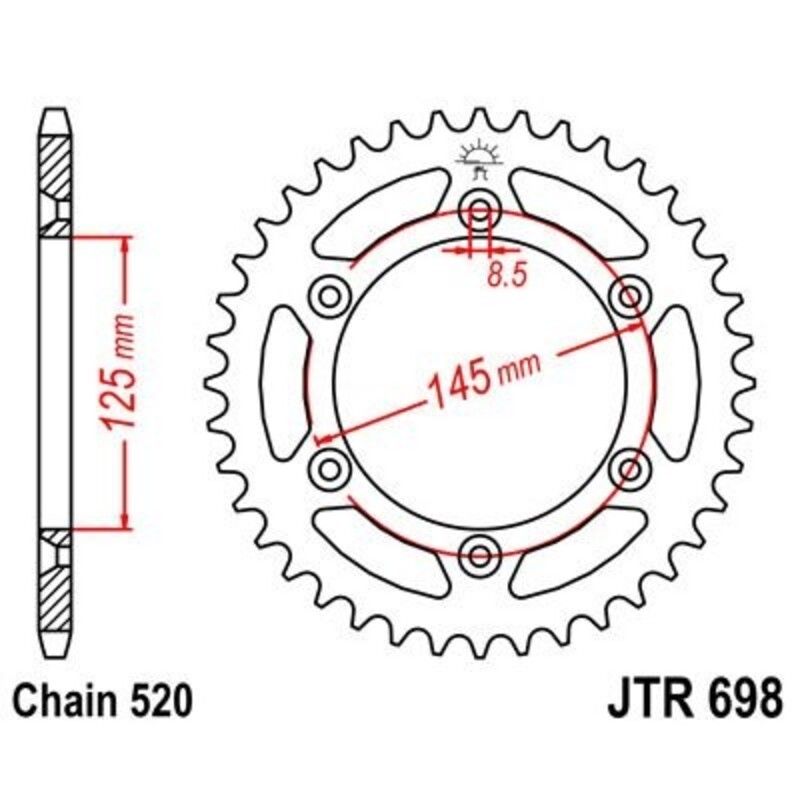 Corona JT 698 de acero con 41 dientes - motoscamaralweb.com