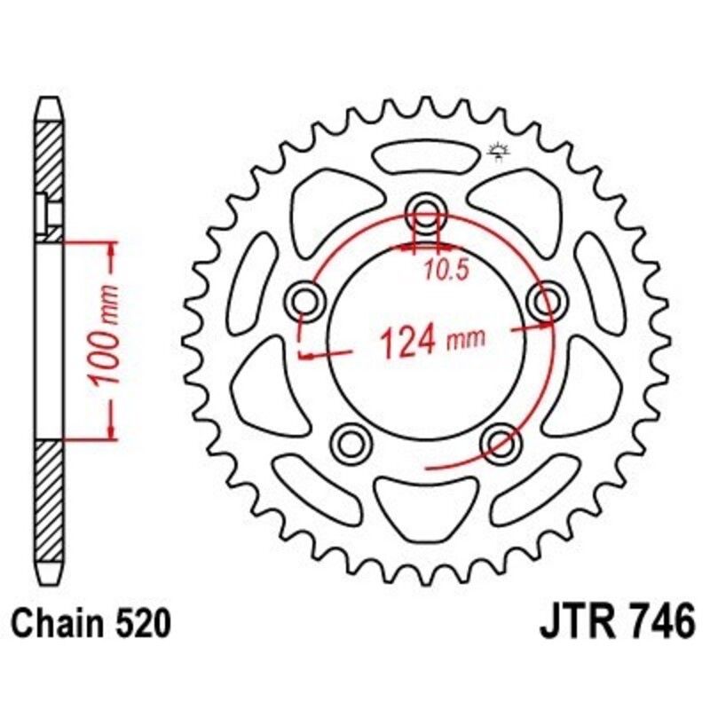 Corona JT 746 de acero con 46 dientes - motoscamaralweb.com