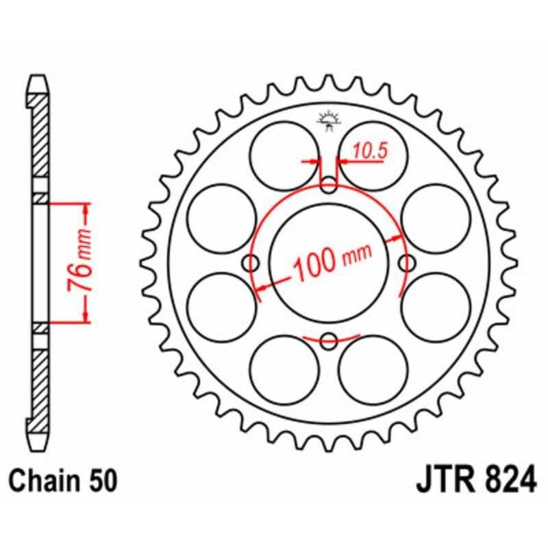 Corona JT 824 de acero con 46 dientes - motoscamaralweb.com