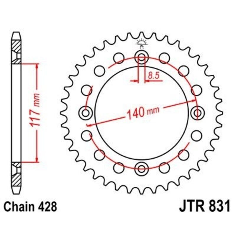 Corona JT 831 de acero con 46 dientes - motoscamaralweb.com