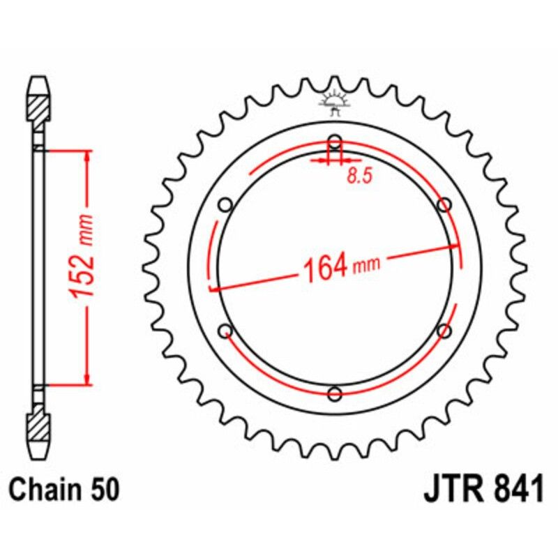 Corona JT SPROCKETS acero estándar 841 - Paso 530 - motoscamaralweb.com