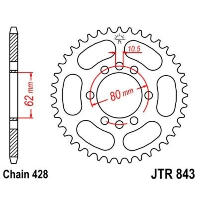 Corona JT 843 de acero con 48 dientes - motoscamaralweb.com