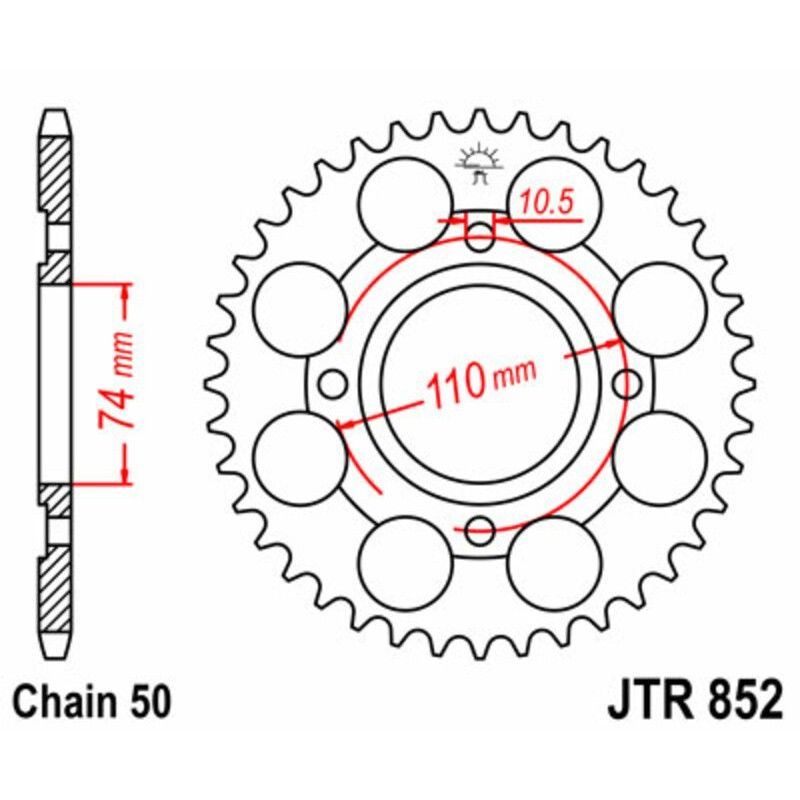 Corona JT 852 de acero con 41 dientes - motoscamaralweb.com