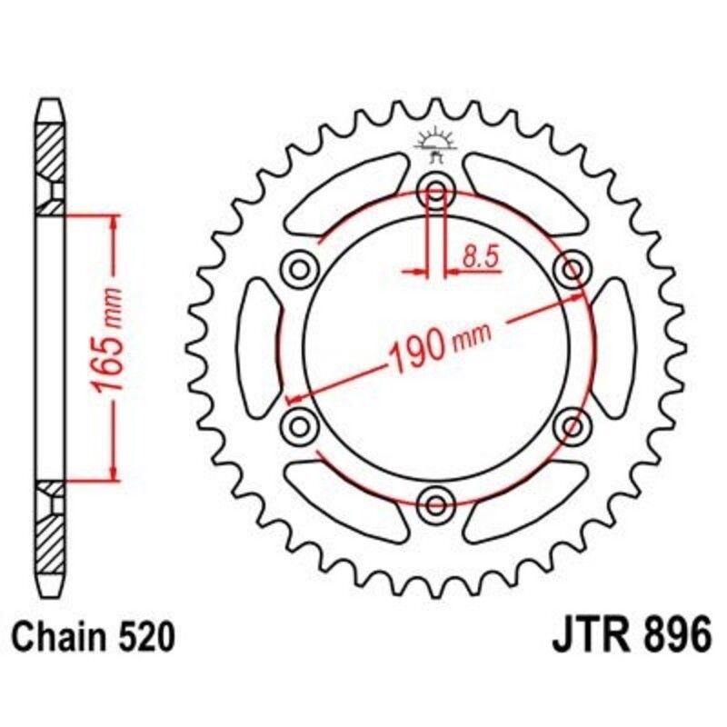 Corona JT 896 de acero con 48 dientes - motoscamaralweb.com