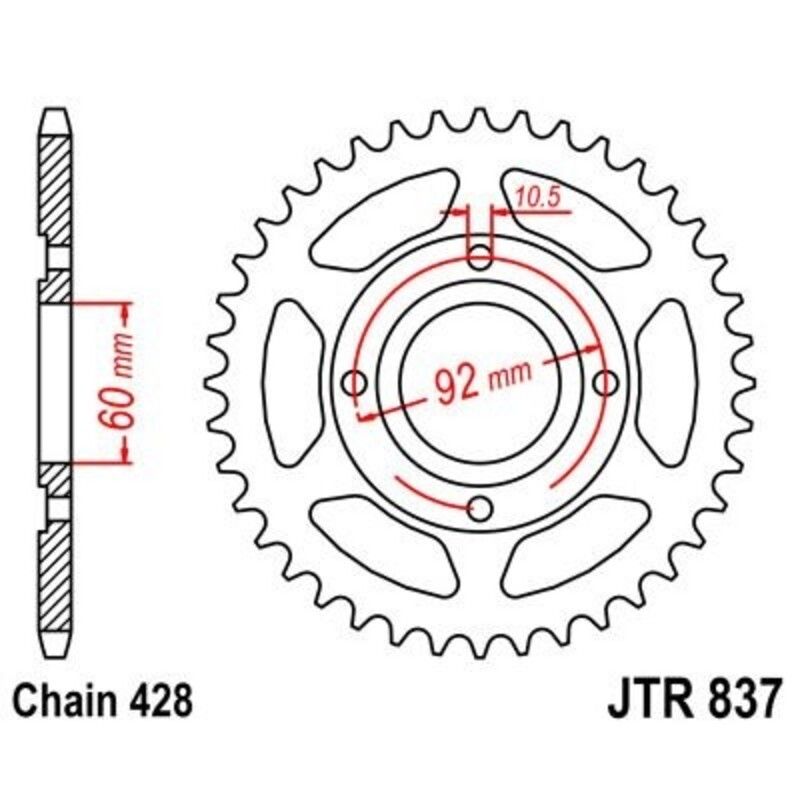 Corona JT 837 de acero con 39 dientes - motoscamaralweb.com