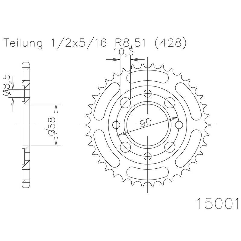 Corona ESJOT Acero 50-15001 36 dientes - motoscamaralweb.com