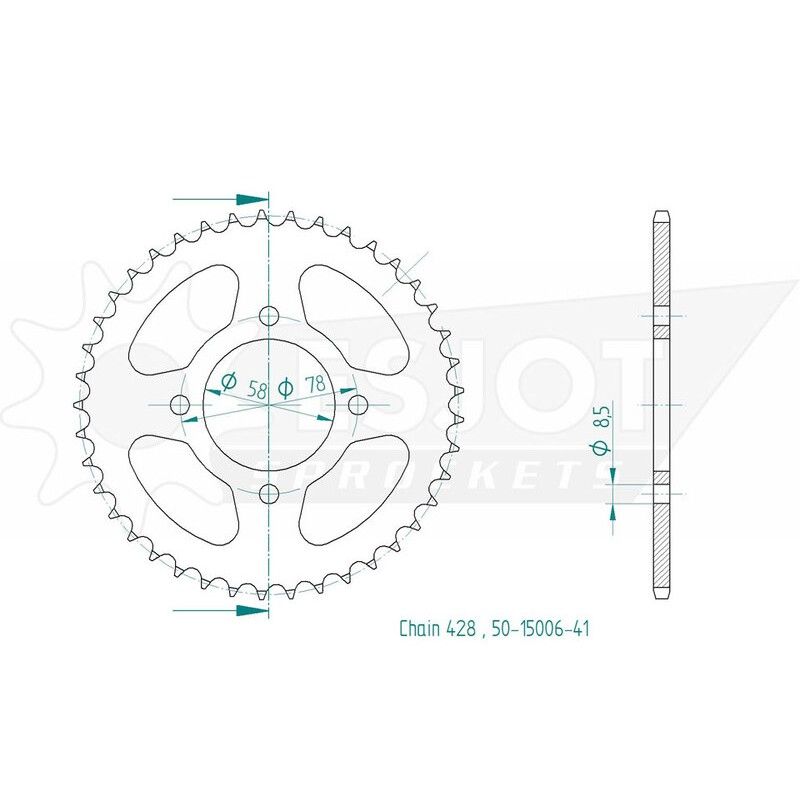 Corona ESJOT Acero 50-15006 41 dientes - motoscamaralweb.com