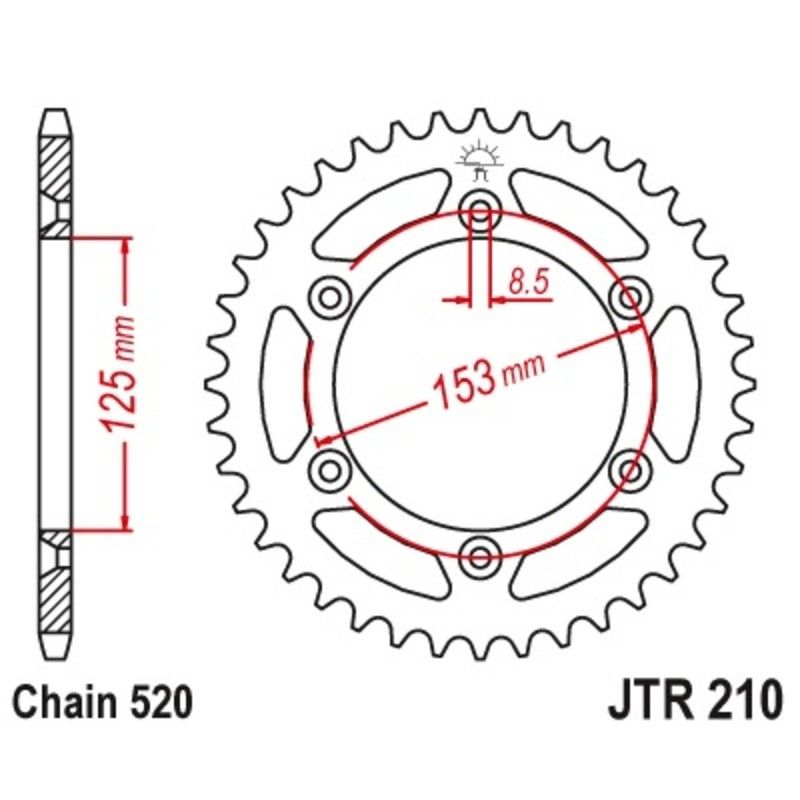 Corona JT 210 de acero con 49 dientes paso 520 autolimpiable - motoscamaralweb.com
