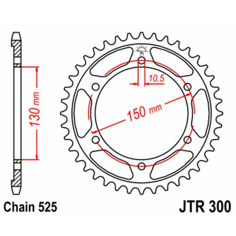 Corona JT 300 de acero con 48 dientes - motoscamaralweb.com