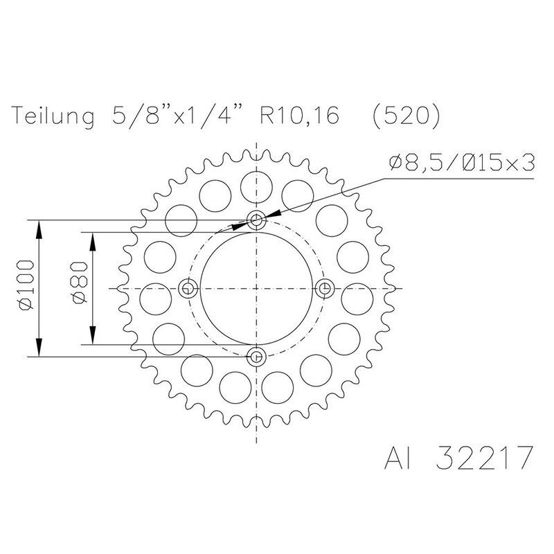 Corona ESJOT Aluminio 51-32217-44 dientes - motoscamaralweb.com