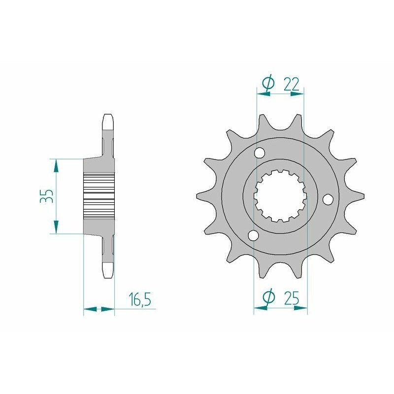Piñón AFAM acero estándar 52613 - Paso 525 - motoscamaralweb.com