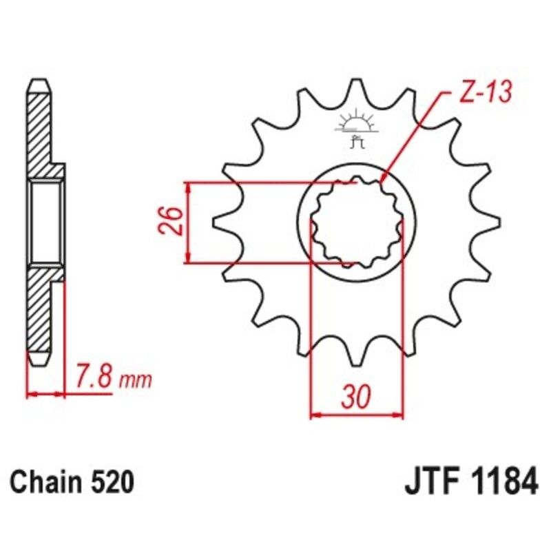Piñón JT 1184 de acero con 18 dientes - motoscamaralweb.com