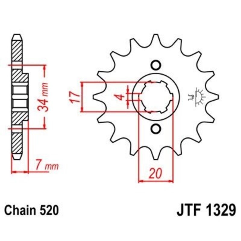 Piñon JT 1329 de acero con 12 dientes - motoscamaralweb.com