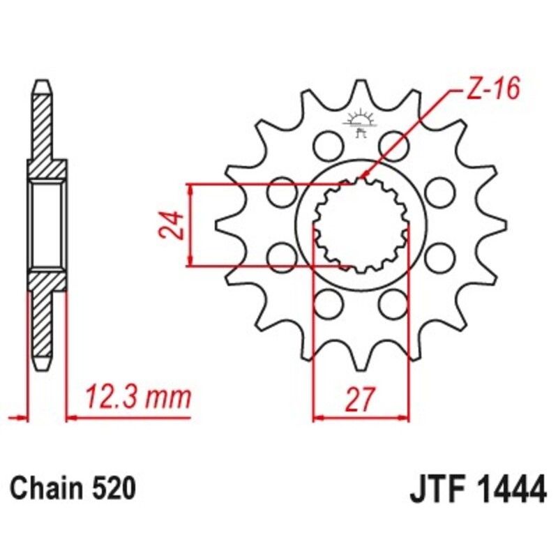 Piñón JT 1444 de acero con 17 dientes - motoscamaralweb.com