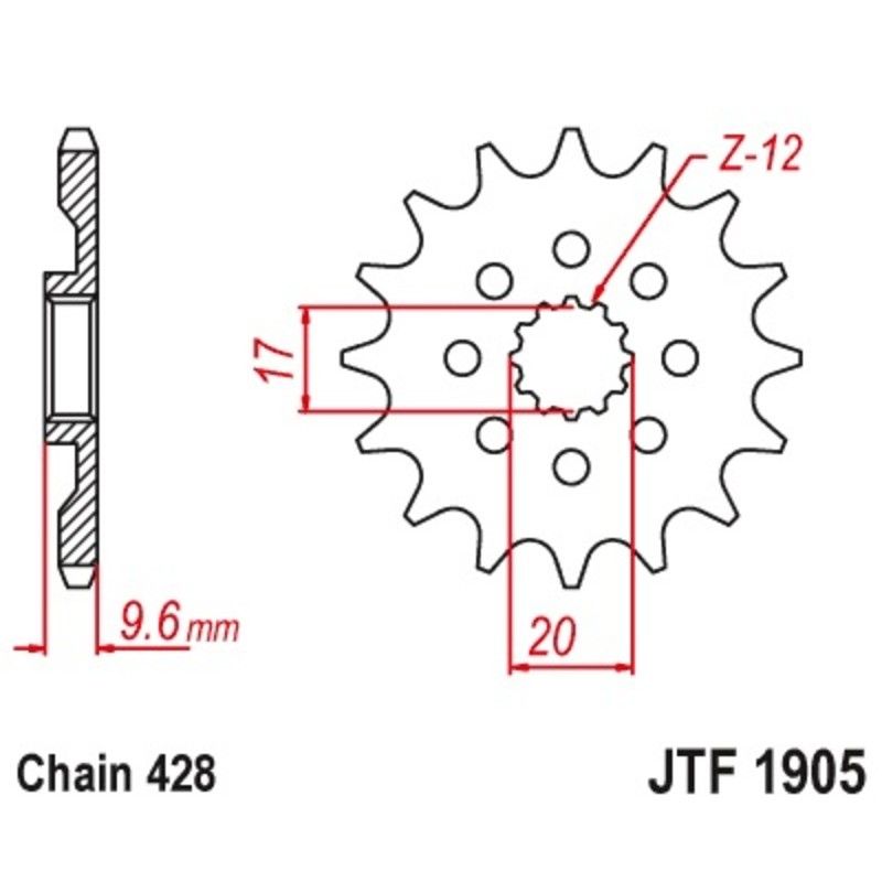 Piñon JT 428 de acero con 13 dientes KTM SX85 - motoscamaralweb.com