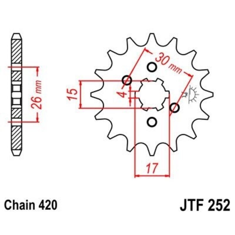 Piñon JT 252 de acero con 12 dientes - motoscamaralweb.com