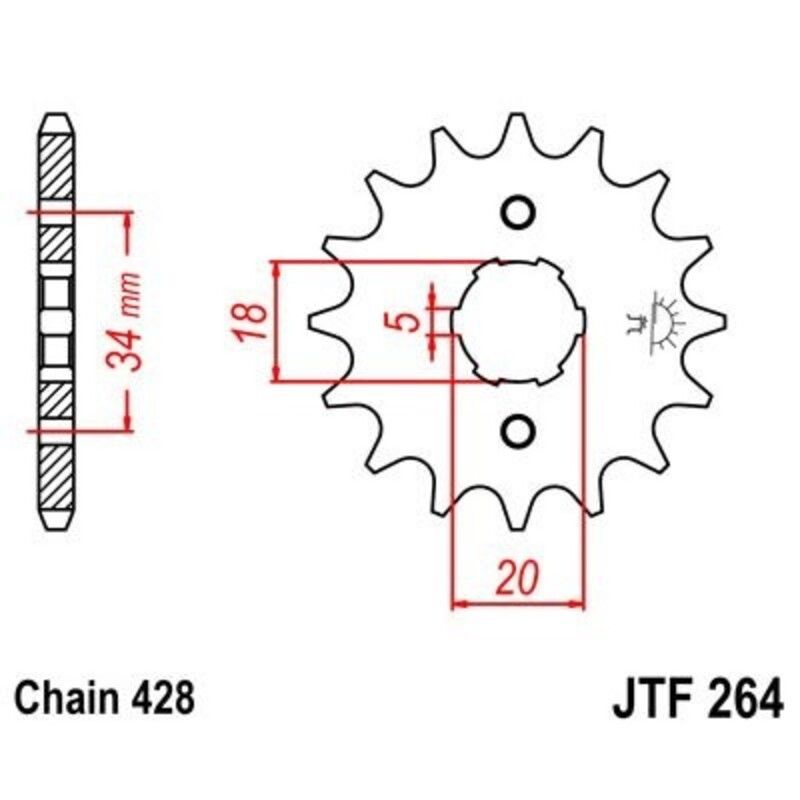 Piñon JT 264 de acero con 14 dientes - motoscamaralweb.com