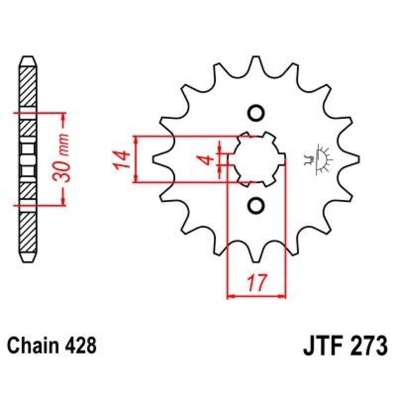 Piñon JT 273 de acero con 14 dientes - motoscamaralweb.com