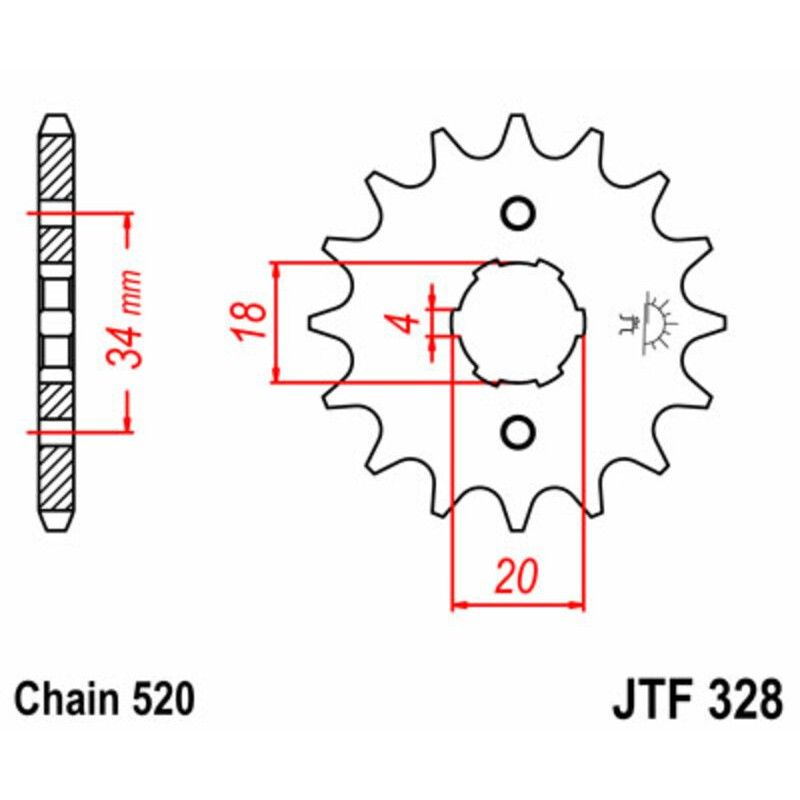 Piñón JT SPROCKETS acero estándar 328 - Paso 520 - motoscamaralweb.com